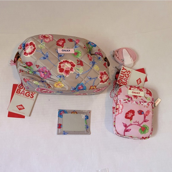 Set of Oilily floral toiletry/ cosmetics bag and mini Crossbody. -NWT - Picture 9 of 11